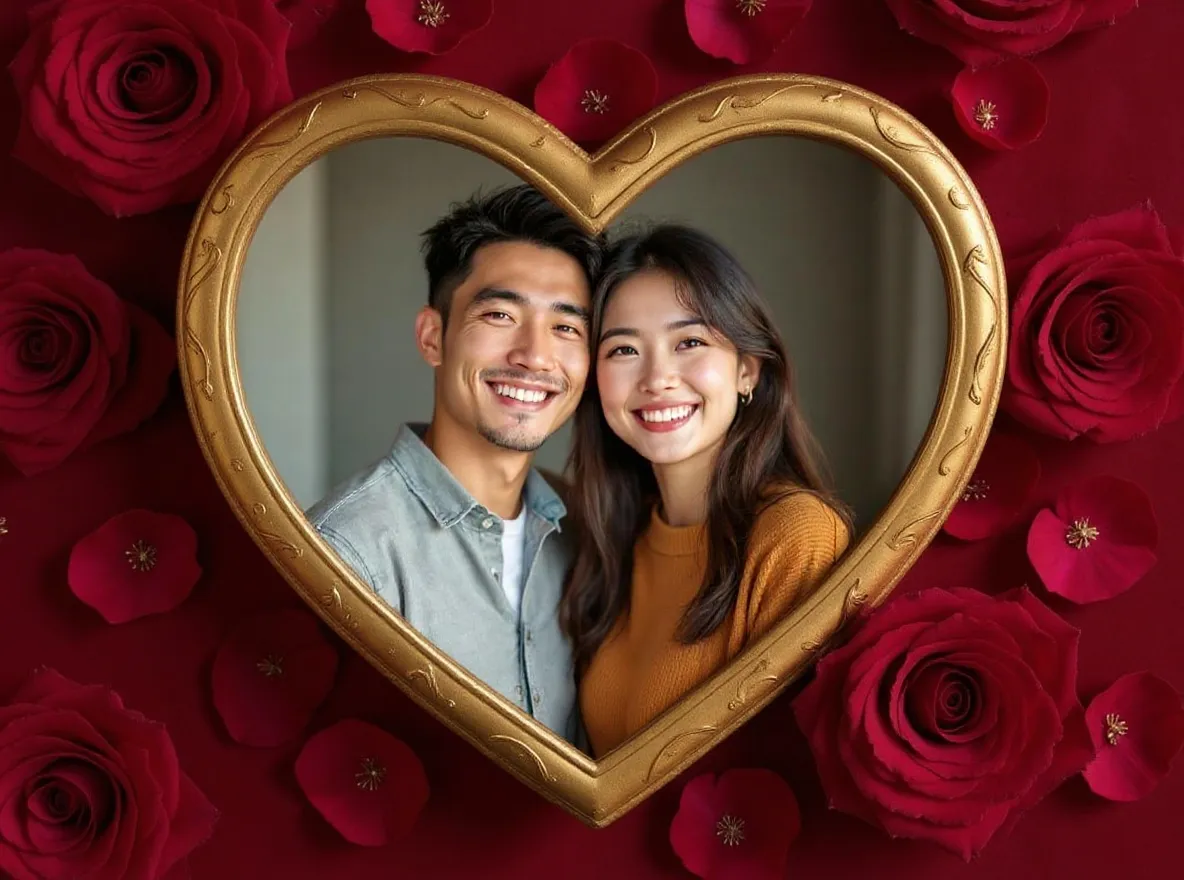 Couple photo transformed into Valentine card