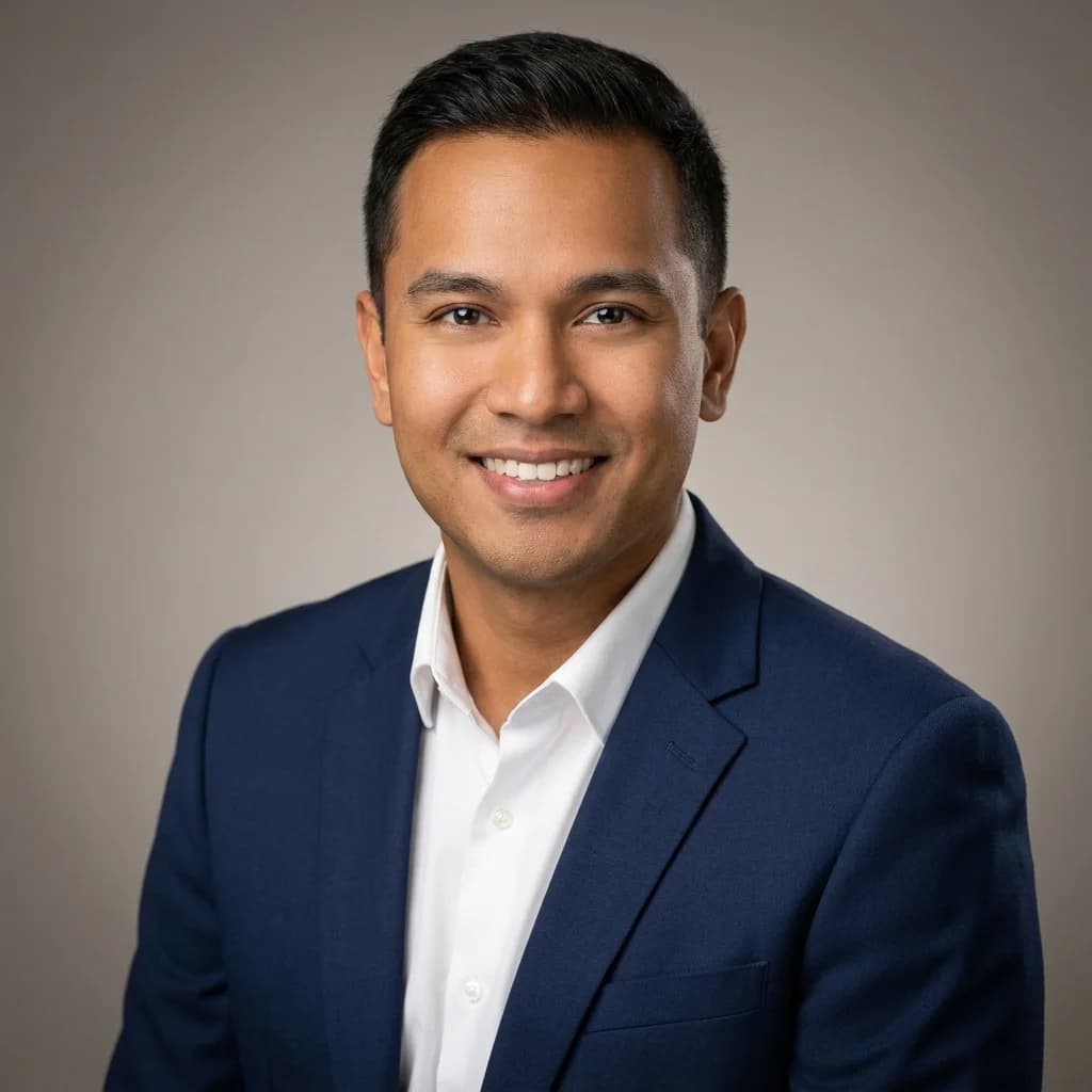 AI-generated professional LinkedIn headshot with soft studio lighting