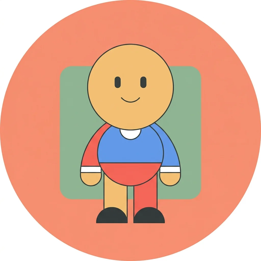 AI-generated flat-illustration Slack avatar with a warm modern palette