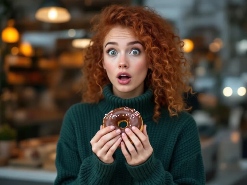 An influencer eating a donut
