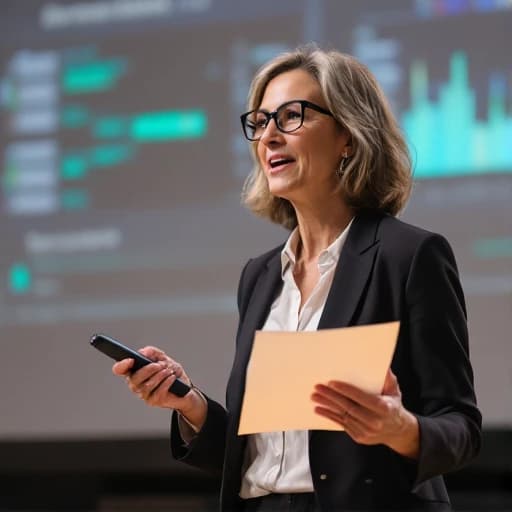 A teacher presenting a course