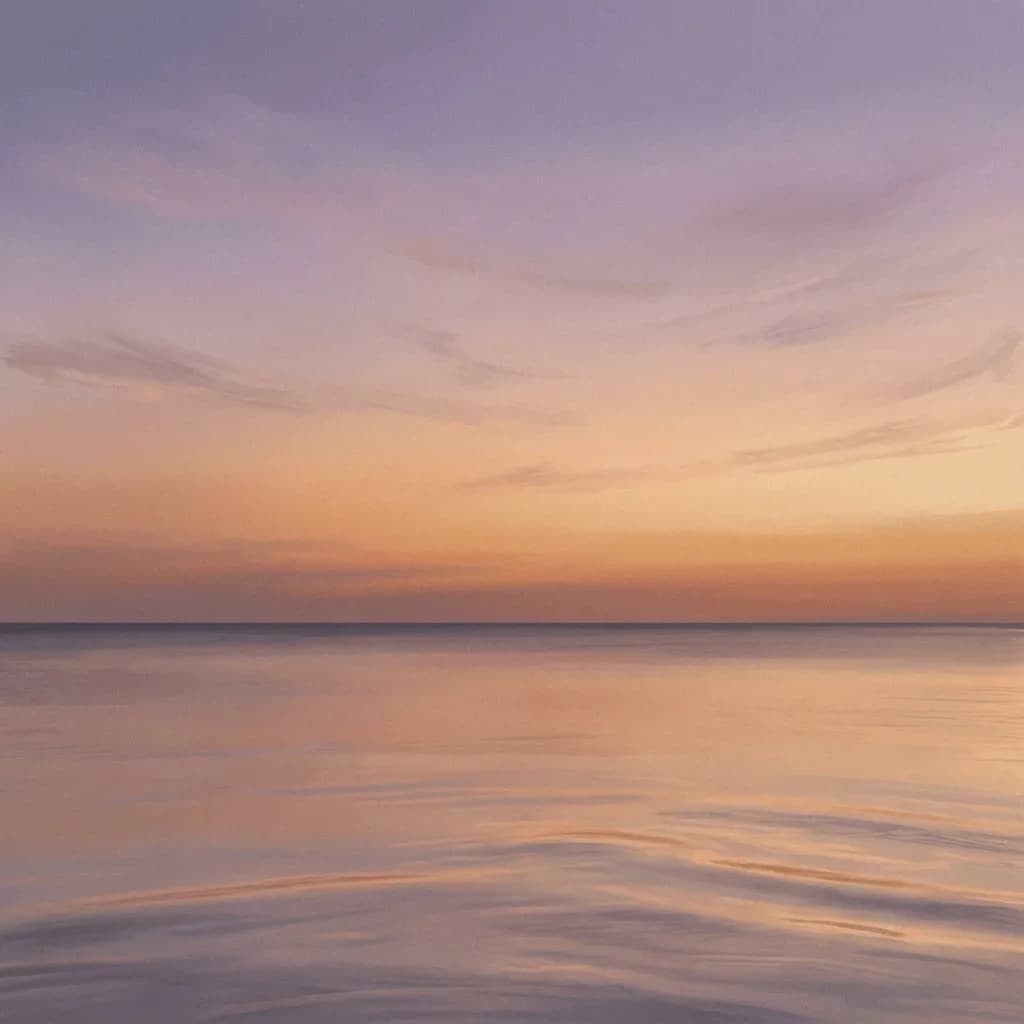AI-generated chill playlist cover with a calm pastel dusk over a still ocean