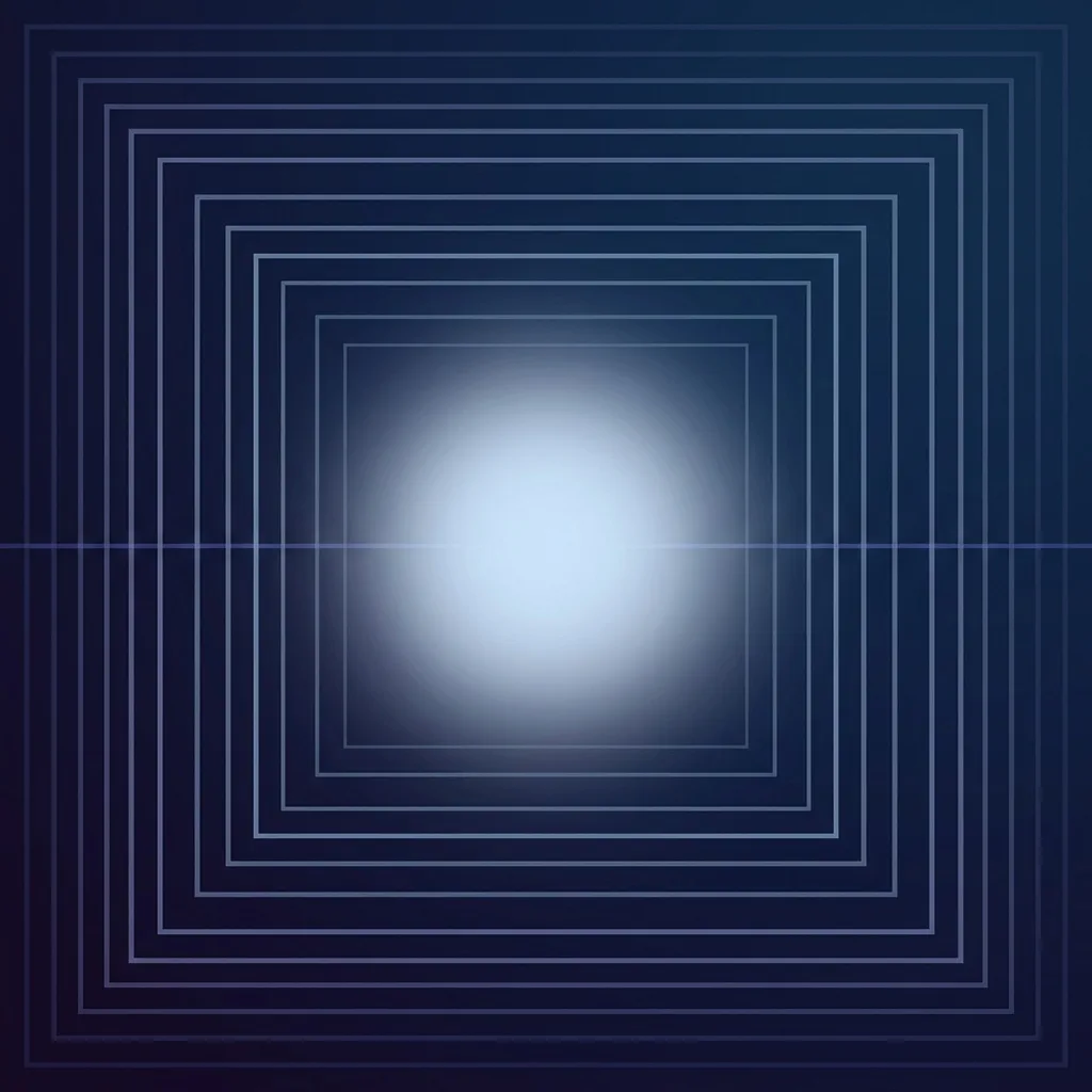 AI-generated focus playlist cover with calm concentric indigo geometry