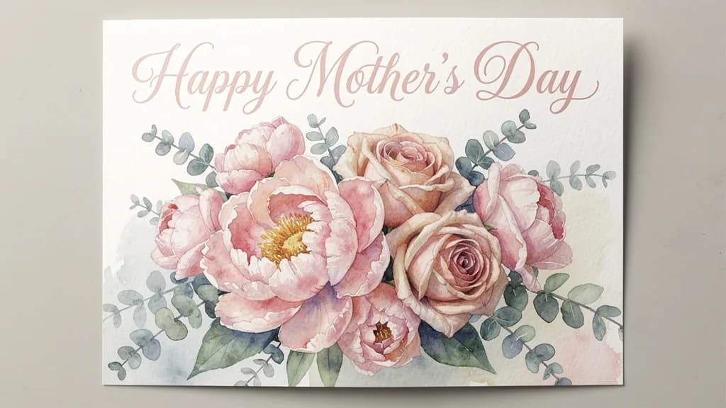 AI-generated Mother's Day floral bouquet card example