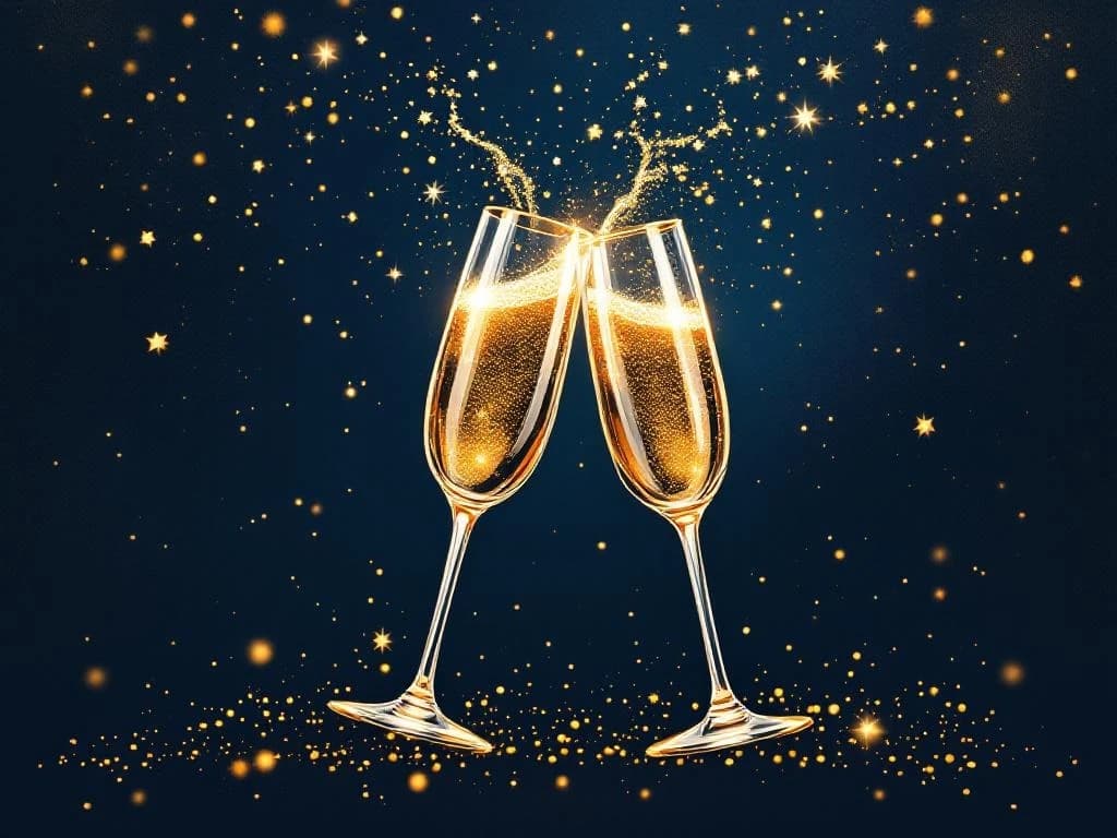AI-generated New Year champagne card example