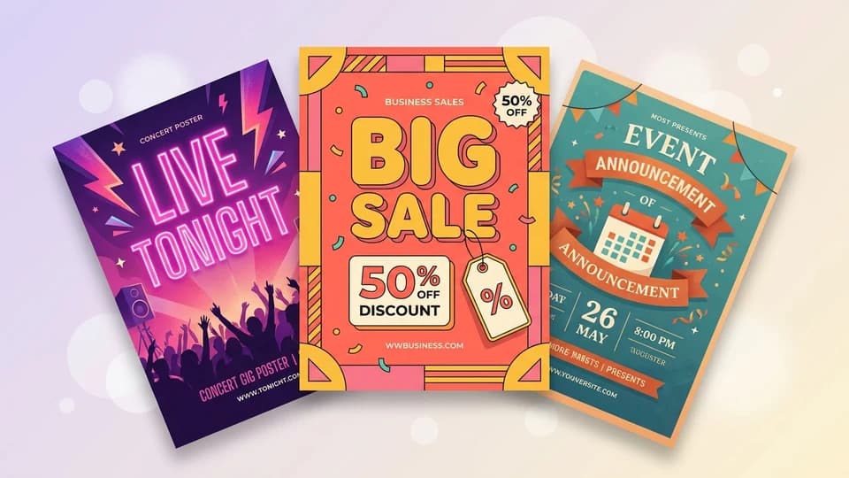AI-generated flyers and posters for events, small businesses, and fundraisers