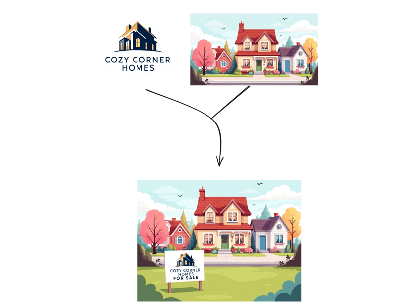 Combining reference images with consistent branding for presentation graphics