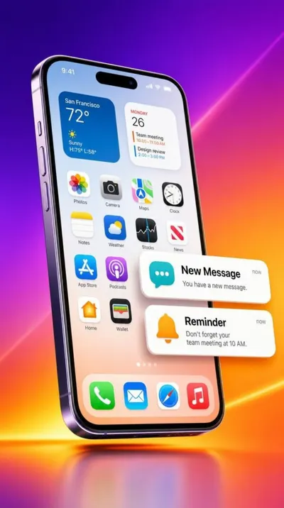 AI-generated app ad video of a smartphone with colorful notification cards animating around it